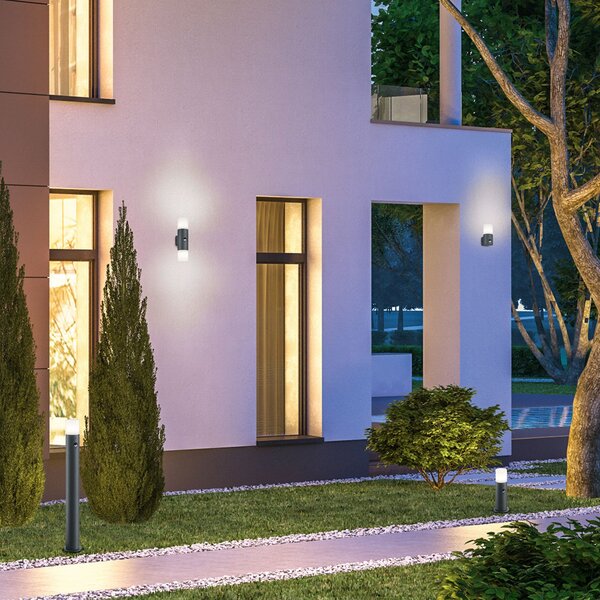Trio Lighting Aplică de exterior Hoosic 1fl cu senzor, antracit, Negru, Metal