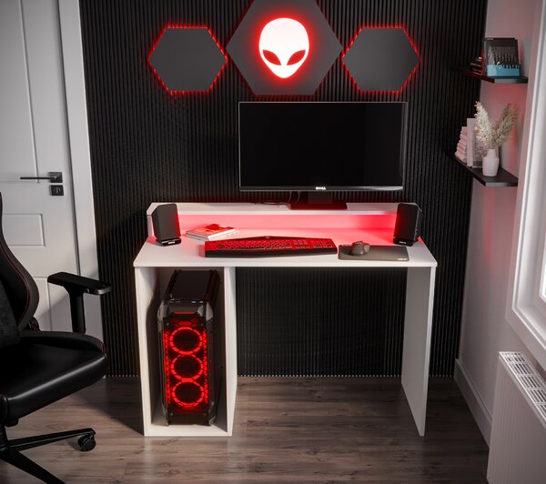 Masă PC pentru gaming Garrick 2 (biely) (cu iluminat LED RGB). 1064136