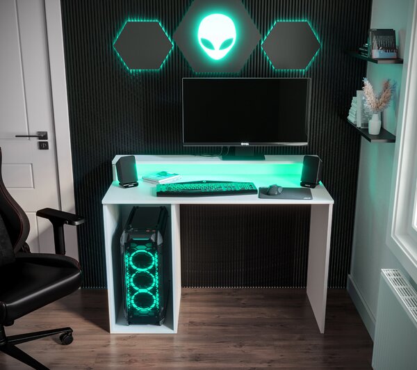 Masă PC pentru gaming Garrick 2 (biely) (cu iluminat LED RGB). 1064136