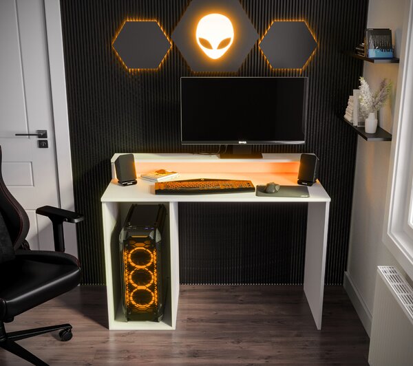 Masă PC pentru gaming Garrick 2 (biely) (cu iluminat LED RGB). 1064136