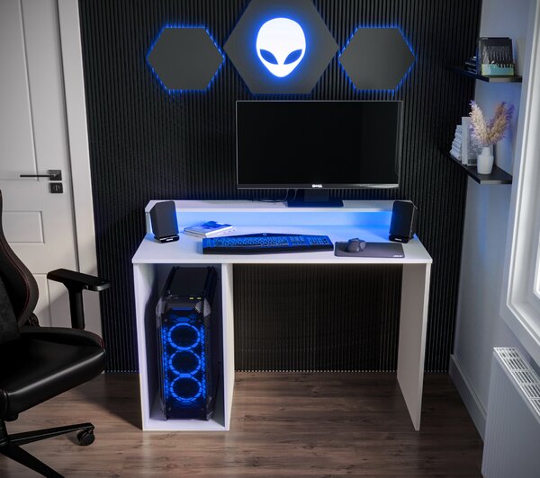 Masă PC pentru gaming Garrick 2 (biely) (cu iluminat LED RGB). 1064136