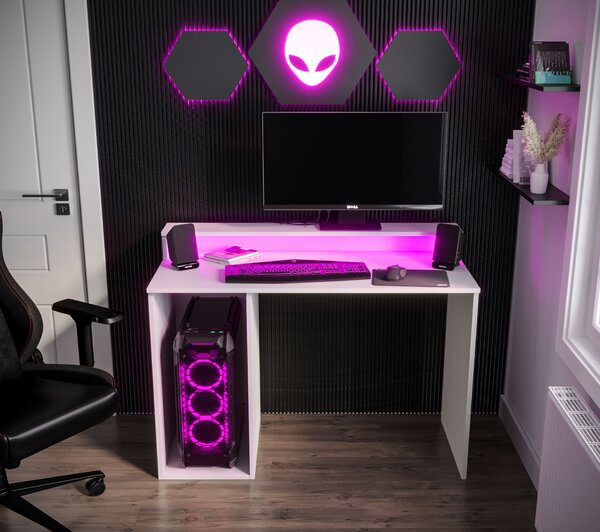 Masă PC pentru gaming Garrick 2 (biely) (cu iluminat LED RGB). 1064136