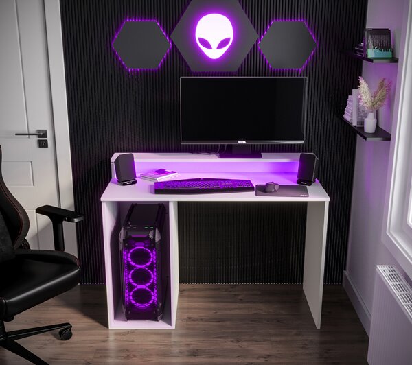 Masă PC pentru gaming Garrick 2 (biely) (cu iluminat LED RGB). 1064136