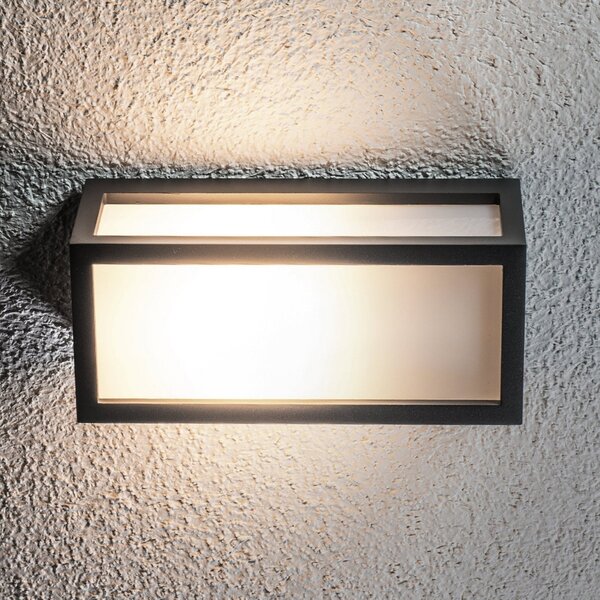 Lucande Aplică de exterior Tame, antracit, metal, 25 cm, Negru, Metal, Modern