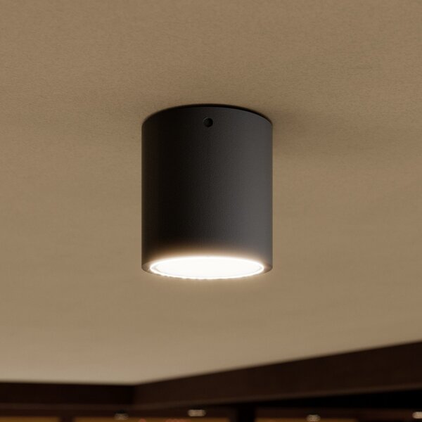 Lucande plafonieră LED Meret, rotundă, antracit, metal, Negru, Metal, Modern