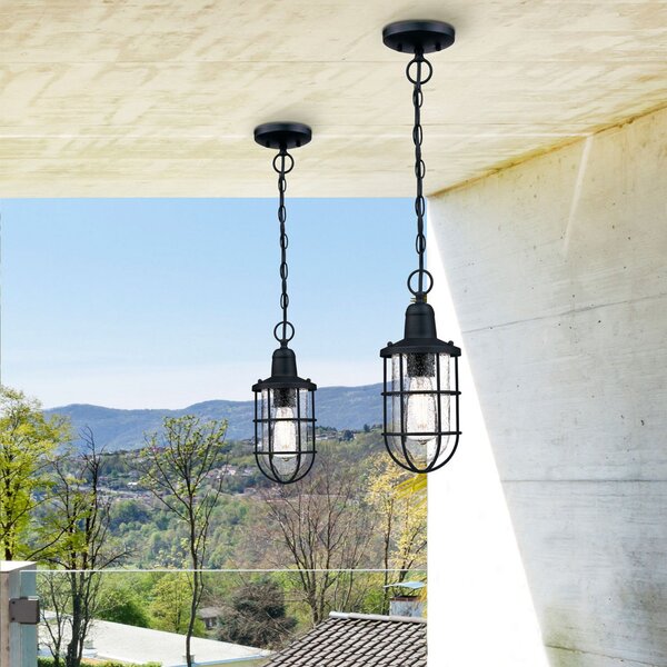 Westinghouse Crestview lampă suspen ext, colivie, reglabil, Negru, Metal, Design industrial