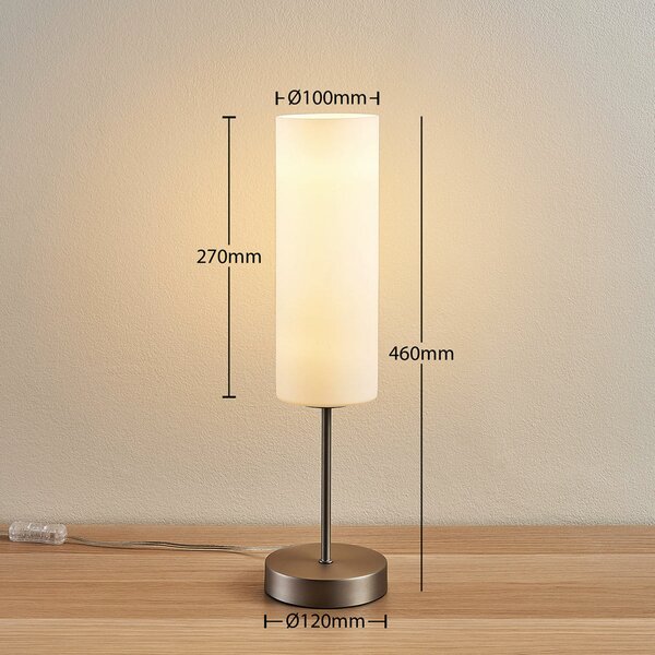 Lindby Lampă de masă Felice, cilindru, Alb, Camera de zi / sufragerie, Sticlă, Modern