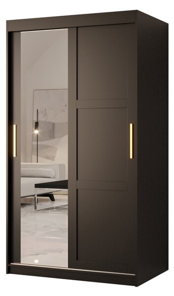 Dulap de haine Riven 2 100 (mat negru) (cu oglindă). 1064168