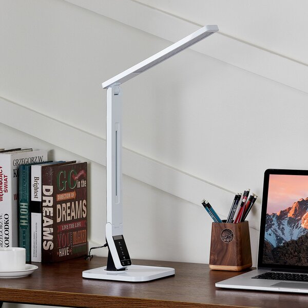 Lindby LED lampă de birou Eleni, alb, CCT, dimabil, reglabil, Alb, Studiu / Birou, Plastic, Modern