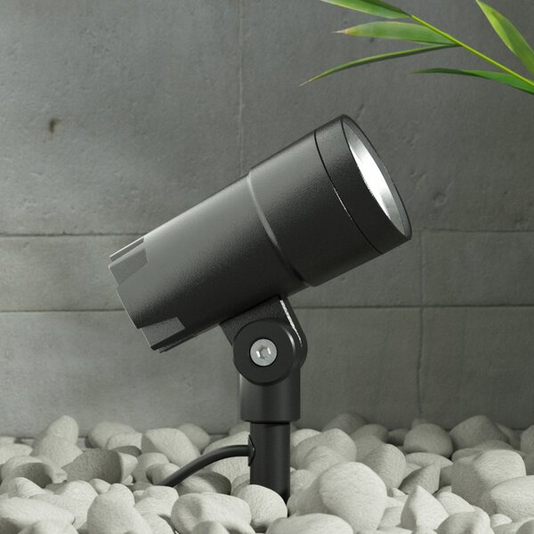 Lucande Proiector LED exterior Daja, unghi emisie reglabil, Gri, Metal, Modern
