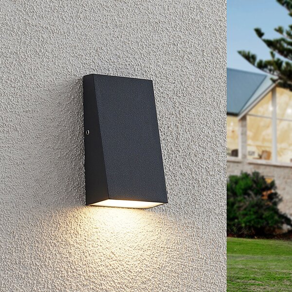 Lucande Adarey aplică LED de exterior, IP54, Gri, Metal, Modern