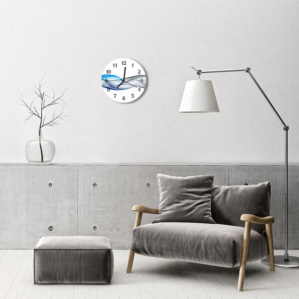 Ceas de perete din sticla rotund Abstract Fum Art Albastru, Gri
