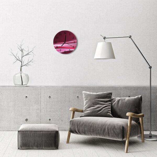 Ceas de perete din sticla rotund Abstract Lines Art Purple