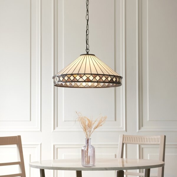 Endon 111961 - Lustru suspendat cu lanț Tiffany FARGO 3xE27/10W/230V diam. 50 cm