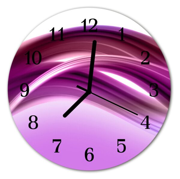 Ceas de perete din sticla rotund Abstract Lines Art Purple