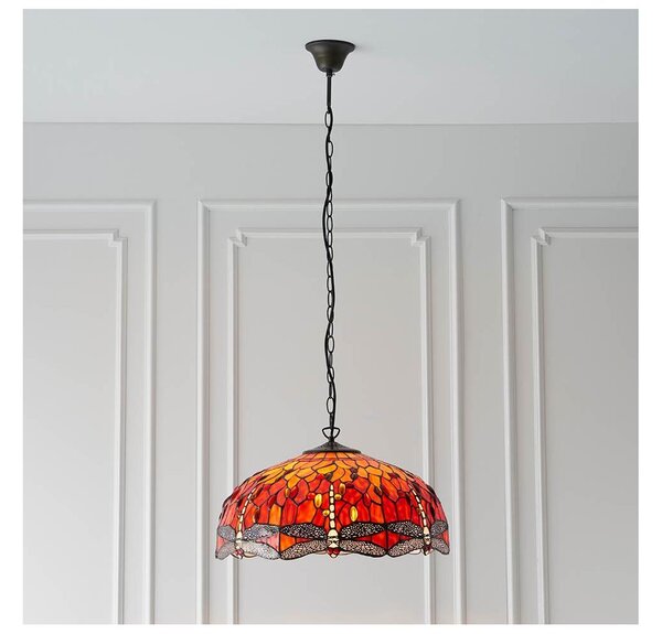 Endon 64082 - Lustru suspendat cu lanț Tiffany DRAGONFLY 3xE27/60W/230V diametru 50 cm
