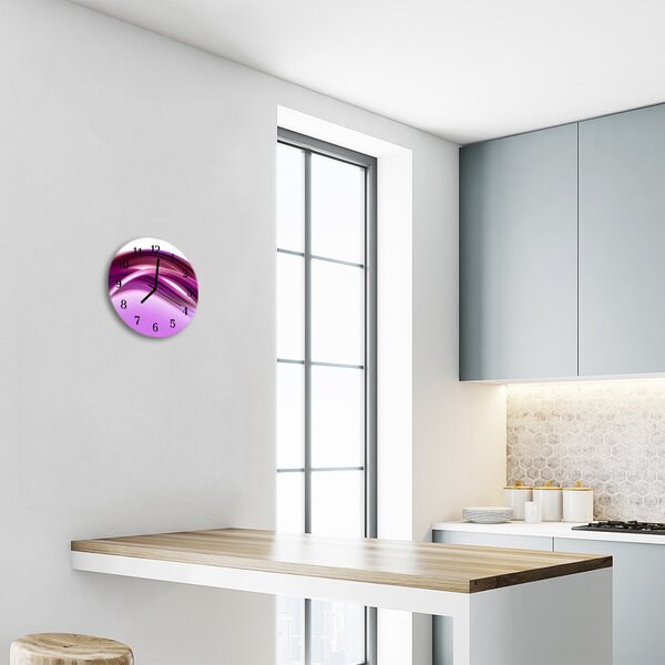 Ceas de perete din sticla rotund Abstract Lines Art Purple