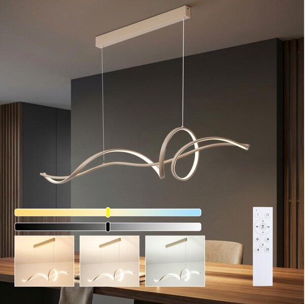 Brilagi - Lustra LED dimabilă pe cablu SIGNATURE LED/55W/230V 120x23 cm bej + telecomandă