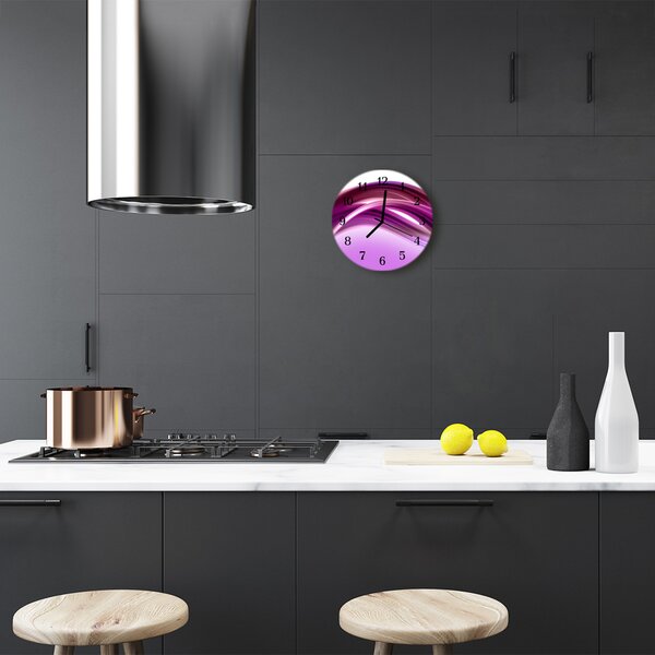 Ceas de perete din sticla rotund Abstract Lines Art Purple