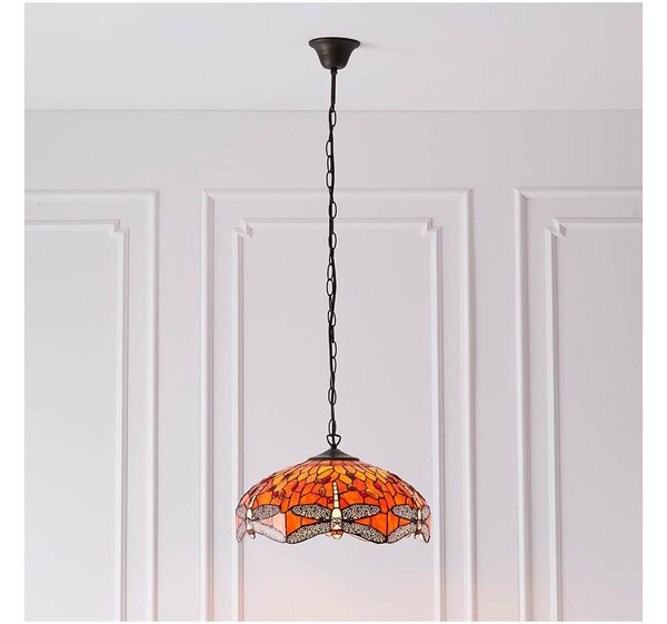 Endon 64081 - Candelabru pe lanț Tiffany DRAGONFLY 3xE27/60W/230V, diam. 41 cm