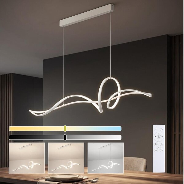 Brilagi - Lustra LED cu dimmer pe cablu SIGNATURE LED/55W/230V 120x23 cm albă + telecomandă