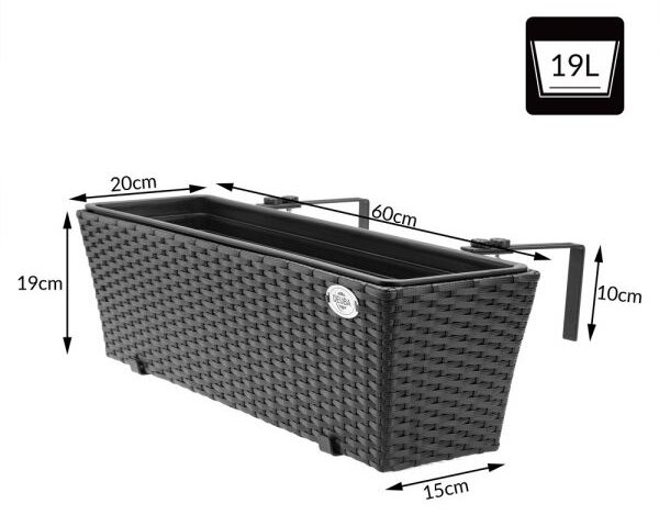 Deuba Ghiveci Polyrattan negru 2 buc