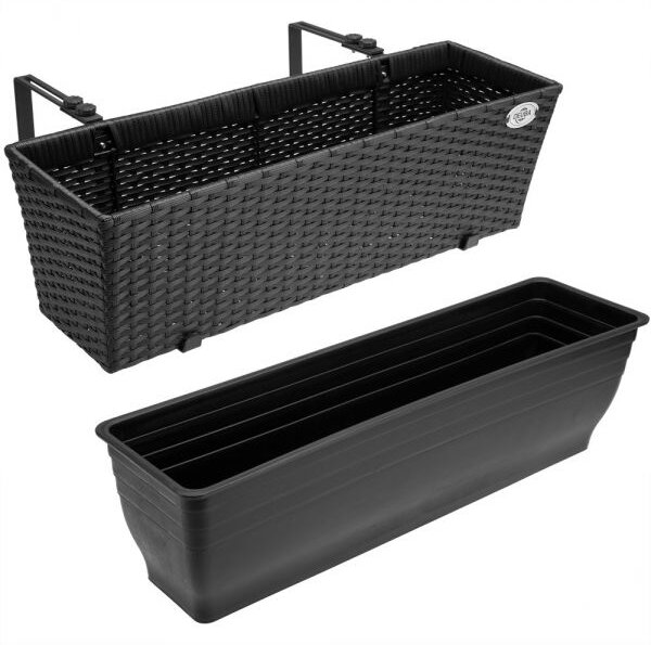 Deuba Ghiveci Polyrattan negru 2 buc