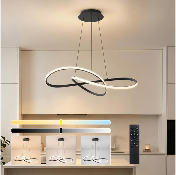 Brilagi - Lustra LED reglabilă pe cablu INFINITY LED/80W/230V 80x80 cm neagră + telecomandă