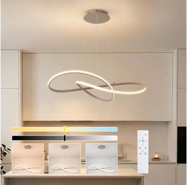 Brilagi - Lustră LED dimabilă pe cablu INFINITY LED/80W/230V 80x80 cm bej + telecomandă