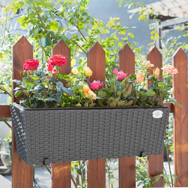 Deuba Ghiveci Polyrattan negru 2 buc