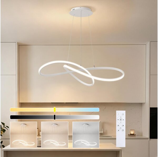 Brilagi - LED dimabil lustră pe cablu INFINITY LED/80W/230V 80x80 cm albă + telecomandă