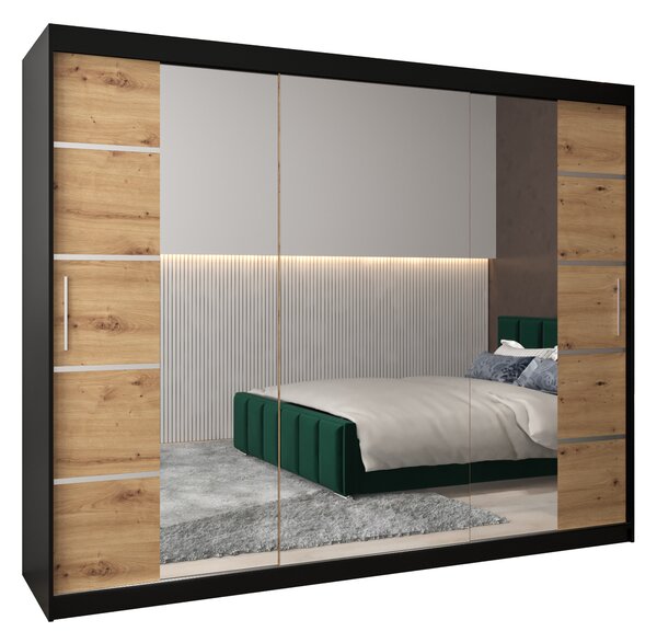 Dulap de haine 250 cm Verika 4 250 (negru + stejar artisan). 1064322