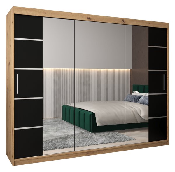 Dulap de haine 250 cm Verika 4 250 (stejar artisan + negru). 1064316