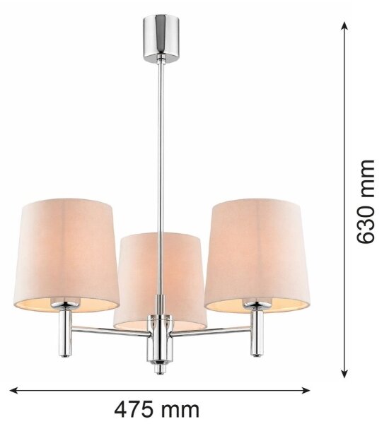 Brilagi - Lustră cu tijă MONTE 3xE27/60W/230V bej/crom lucios