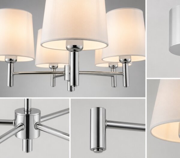Brilagi - Lustru pe tijă MONTE 5xE27/60W/230V crem/crom lucios