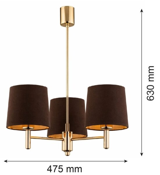 Brilagi - Lustru cu tijă MONTE 3xE27/60W/230V maro/auriu