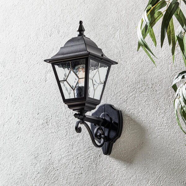 Elstead Lampă de exterior Norfolk NR1, negru/transparent, IP43, reglabil, Negru, Sticlă, Antichitate, Felinar