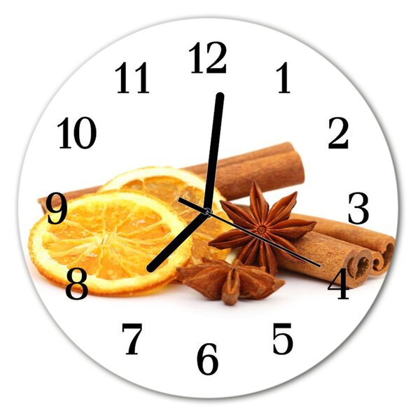 Ceas de perete din sticla rotund Vanilie Lemon Food and Drinks Brown, galben