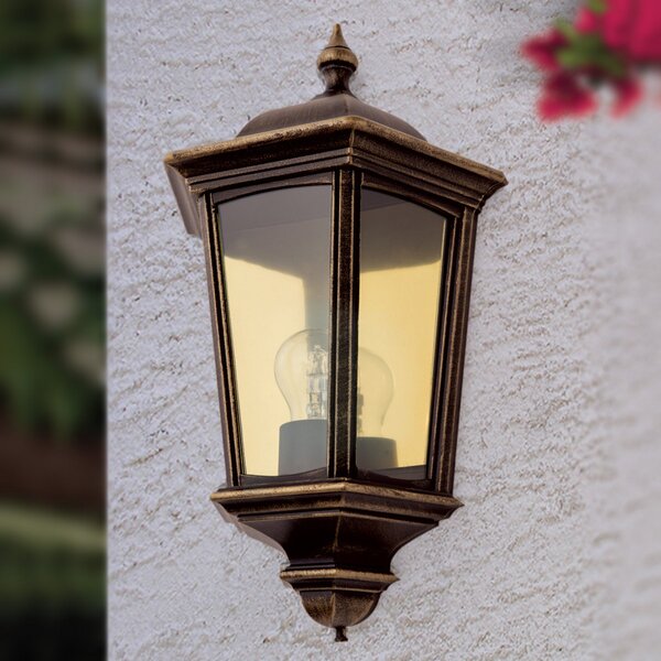 ORION Aplică de exterior Puchberg, direct, negru auriu, reglabil, Negru, Metal, Antichitate