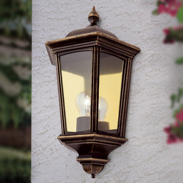 ORION Aplică de exterior Puchberg, direct, negru auriu, reglabil, Negru, Metal, Antichitate