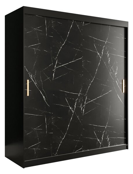 Dulap de haine 180 cm Marbelo T (mat negru + marmură neagră). 1064545