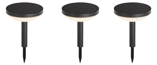 Set de 3 spoturi negre cu țepușă, inclusiv LED solar IP44 - Dottie
