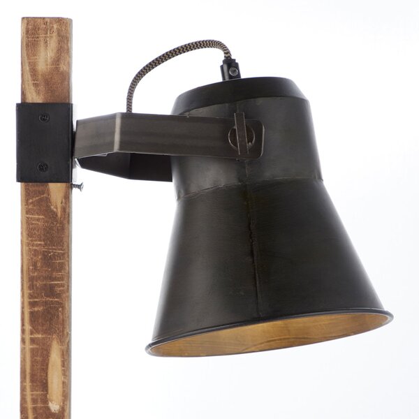 Brilliant Plow lampă de masă, negru/lemn culoare închisă, Lemn, Camera de zi / sufragerie, Lemn, Design industrial