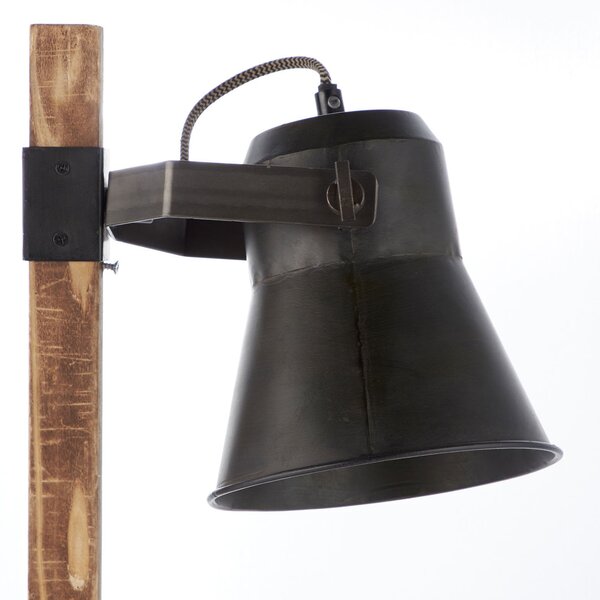 Brilliant Plow lampă de masă, negru/lemn culoare închisă, Lemn, Camera de zi / sufragerie, Lemn, Design industrial