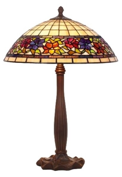 Artistar Lampă de masă Flora în stil Tiffany, deschisă partea jos, 64cm, Multicolor, Camera de zi / sufragerie, Piatră, Tiffany