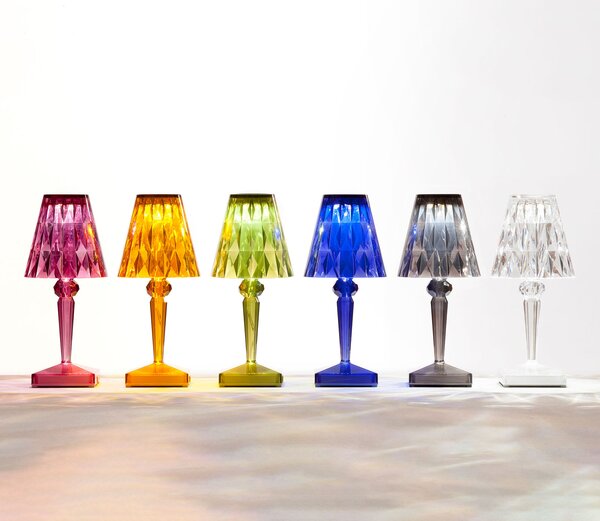 Kartell Lampă de masă cu baterie LED Baterie, 30 cm, gri fum, IP54, Gri, dormitor, Plastic, Design