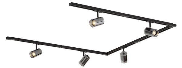 Sistem de iluminat pe șină modern negru cu 5 spoturi monofazate - Iconic Lloyd