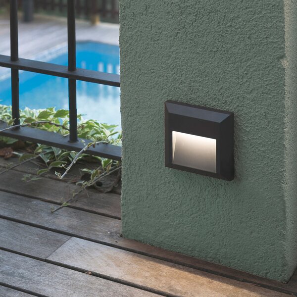 FARO BARCELONA Grant - aplică LED de exterior, angulară, Negru, Plastic, Modern, Soclu de perete jos