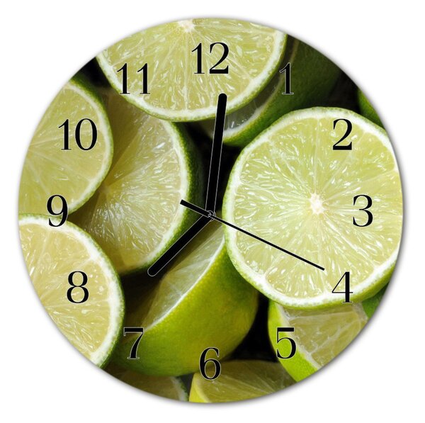 Ceas de perete din sticla rotund Lime Green Fruit