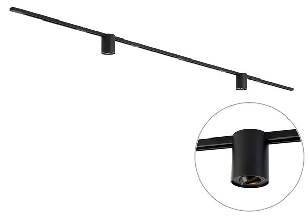 Sistem de iluminat pe șină modern negru cu 2 spoturi monofazate - Iconic Rondoo Up